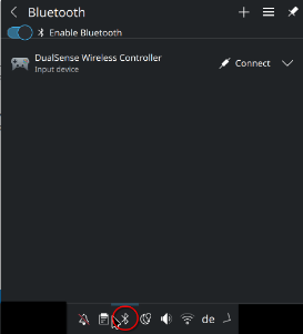 Screenshot of Bluetooth configuration dialog on the Desktop